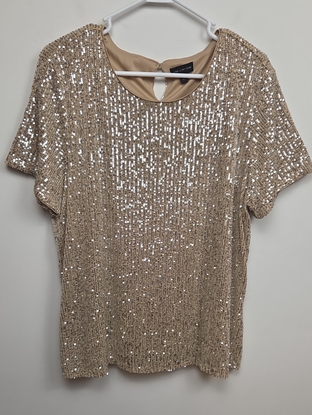 The Limited Gold Shimmery Sequin Blouse Glam Sparkly Holiday Party Plus Size 2X